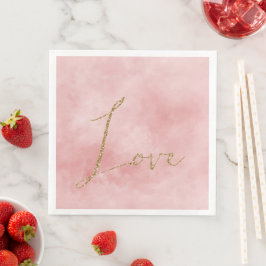 Blush Pink Gold Glitter Love Servet