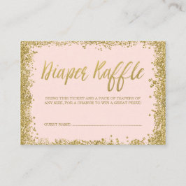 Blush Pink Gold Glitter Luier Raffle Ticket Informatiekaartje