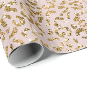 Blush Pink Gold Glitter Luipaard Print Cadeaupapier (Rol Hoek)