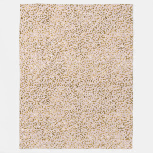 Blush Pink Gold Glitter Luipaard Print Fleece Deken