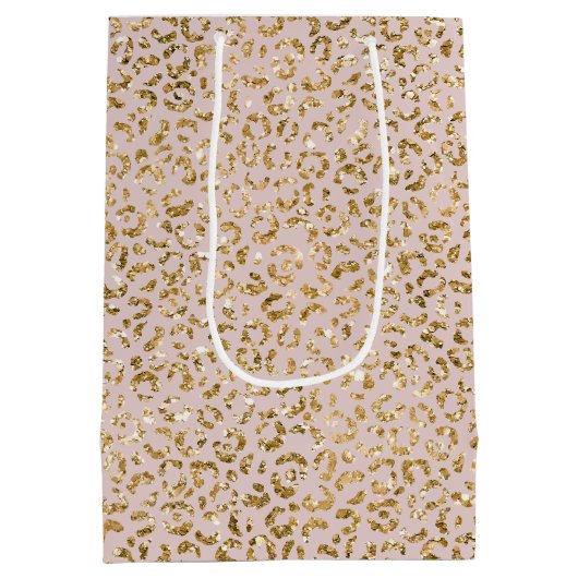 Blush Pink Gold Glitter Luipaard Print Medium Cadeauzakje (Achterkant)