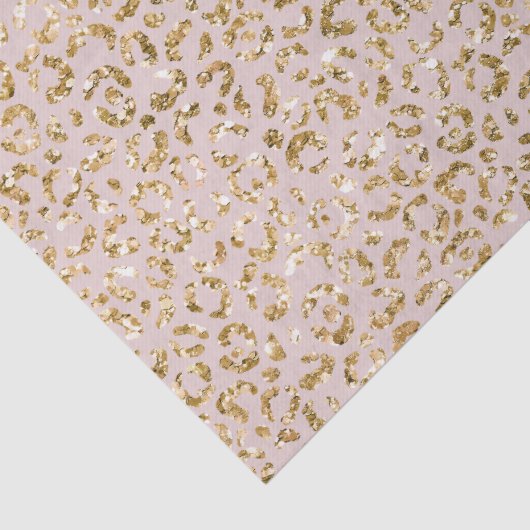 Blush Pink Gold Glitter Luipaard Print Tissuepapier (Detail)