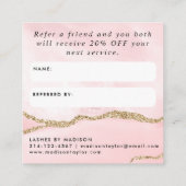 Blush Pink Gold Glitter Marble Agate Chic Monogram Aanbevelingskaartje (Achterkant)