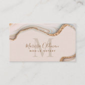 Blush Pink Gold Glitter Marble Agate Notary Visitekaartje (Voorkant)