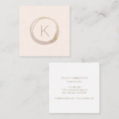 Blush Pink Gold Glitter Monogram Logo Moderne Vierkante Visitekaartje (Voorkant / Achterkant)