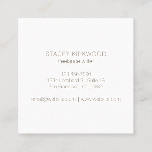 Blush Pink Gold Glitter Monogram Logo Moderne Vierkante Visitekaartje (Achterkant)