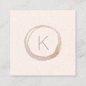 Blush Pink Gold Glitter Monogram Logo Moderne Vierkante Visitekaartje (Voorkant)