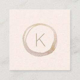Blush Pink Gold Glitter Monogram Logo Moderne Vierkante Visitekaartje