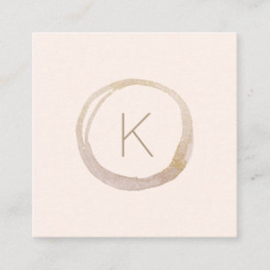 Blush Pink Gold Glitter Monogram Logo Moderne Vierkante Visitekaartje