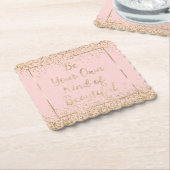 Blush Pink Gold Glitter Mooie Quote Kartonnen Onderzetters (Gebogen)