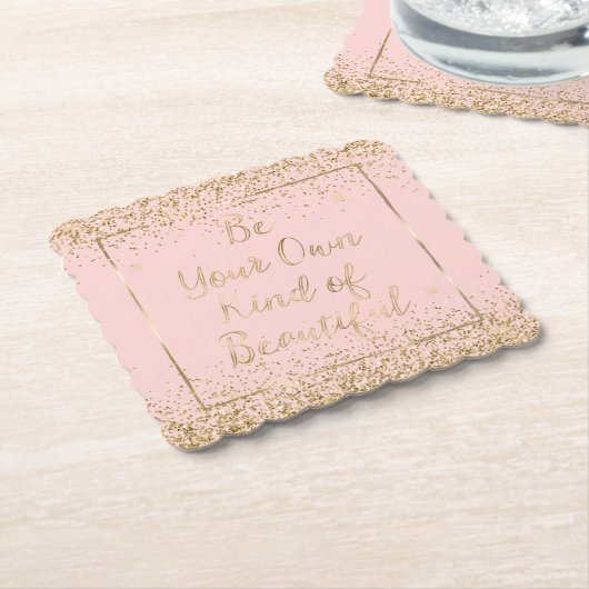 Blush Pink Gold Glitter Mooie Quote Kartonnen Onderzetters (Gebogen)
