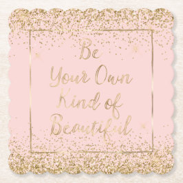 Blush Pink Gold Glitter Mooie Quote Kartonnen Onderzetters