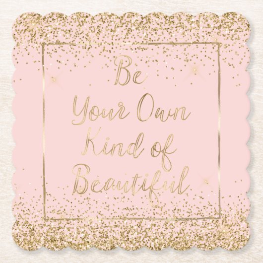Blush Pink Gold Glitter Mooie Quote Kartonnen Onderzetters (Voorkant)