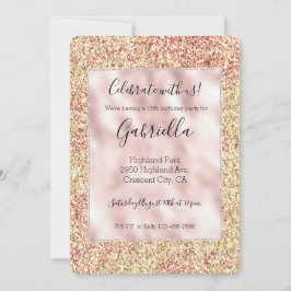 Blush Pink Gold Glitter Ombre Kaart