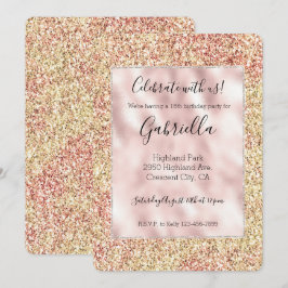 Blush Pink Gold Glitter Ombre Kaart