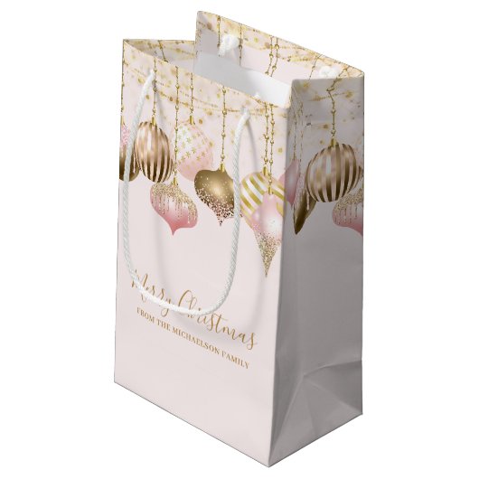 Blush Pink Gold Glitter Ornament Klein Cadeauzakje (Achterkant Gekanteld)
