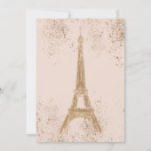 Blush Pink Gold Glitter Paris Eiffel Tower Weddens Kaart (Achterkant)