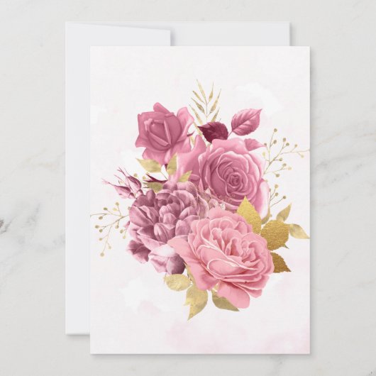 Blush Pink Gold Glitter Peony Vrijgezellenfeest Kaart (Achterkant)