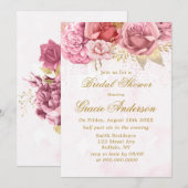 Blush Pink Gold Glitter Peony Vrijgezellenfeest Kaart (Voorkant / Achterkant)