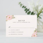 Blush Pink Gold Glitter Pioen RSVP-kaarten RSVP Kaartje (Staand voorkant)