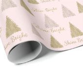 Blush Pink Gold Glitter Shine-kerstbomen    Cadeaupapier (Rol Hoek)