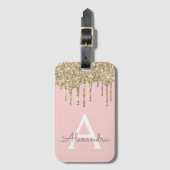 Blush Pink Gold Glitter Sparkle Monogram Bagagelabel (Voorkant (verticaal))