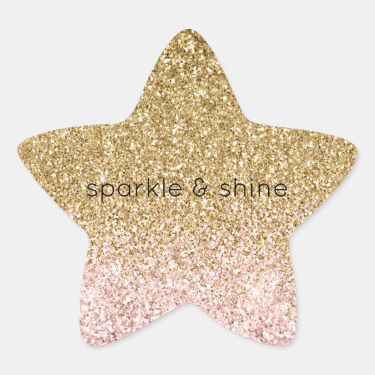 Blush Pink Gold Glitter Sparkle Ster Sticker (Voorkant)