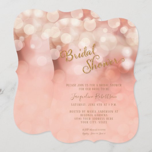 Blush Pink Gold Glitter Sparkle Vrijgezellenfeest Kaart (Voorkant / Achterkant)