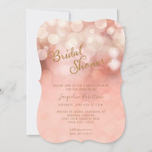 Blush Pink Gold Glitter Sparkle Vrijgezellenfeest Kaart (Voorkant)