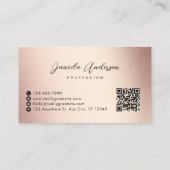 Blush Pink Gold Glitter Stijlvolle Marmeren QR-cod Visitekaartje (Achterkant)