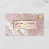 Blush Pink Gold Glitter Stijlvolle Marmeren QR-cod Visitekaartje (Voorkant)