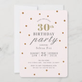 Blush Pink & Gold Glitter Stippen Verjaardagsuitno Kaart (Voorkant)