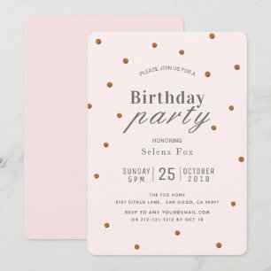 Blush Pink & Gold Glitter Stippen Verjaardagsuitno Kaart