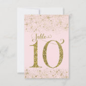 Blush Pink Gold Glitter Table Numbers Number 10 Kaart (Voorkant)