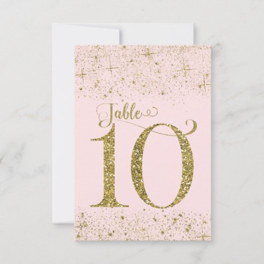Blush Pink Gold Glitter Table Numbers Number 10 Kaart (Voorkant)