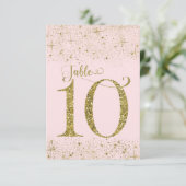 Blush Pink Gold Glitter Table Numbers Number 10 Kaart (Staand voorkant)