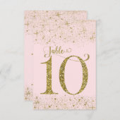 Blush Pink Gold Glitter Table Numbers Number 10 Kaart (Voorkant / Achterkant)