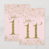 Blush Pink Gold Glitter Table Numbers Number 11 Kaart (Voorkant / Achterkant)