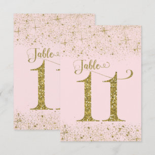 Blush Pink Gold Glitter Table Numbers Number 11 Kaart