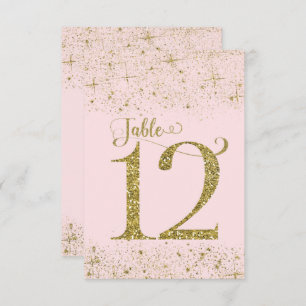 Blush Pink Gold Glitter Table Numbers Number 12 Kaart