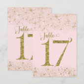 Blush Pink Gold Glitter Table Numbers Number 17 Kaart (Voorkant / Achterkant)