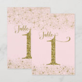 Blush Pink Gold Glitter Table Numbers Number 1 Kaart (Voorkant / Achterkant)