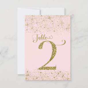 Blush Pink Gold Glitter Table Numbers Number 2 Kaart
