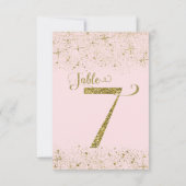 Blush Pink Gold Glitter Table Numbers Number 7 Kaart (Achterkant)