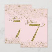 Blush Pink Gold Glitter Table Numbers Number 7 Kaart (Voorkant / Achterkant)