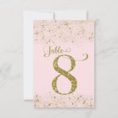 Blush Pink Gold Glitter Table Numbers Number 8 Kaart (Voorkant)