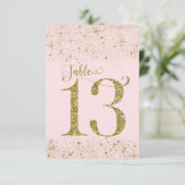 Blush Pink Gold Glitter Tafelnummers Nummer 13 (Staand voorkant)