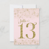 Blush Pink Gold Glitter Tafelnummers Nummer 13 (Achterkant)