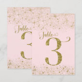 Blush Pink Gold Glitter Tafelnummers Nummer 3 (Voorkant / Achterkant)