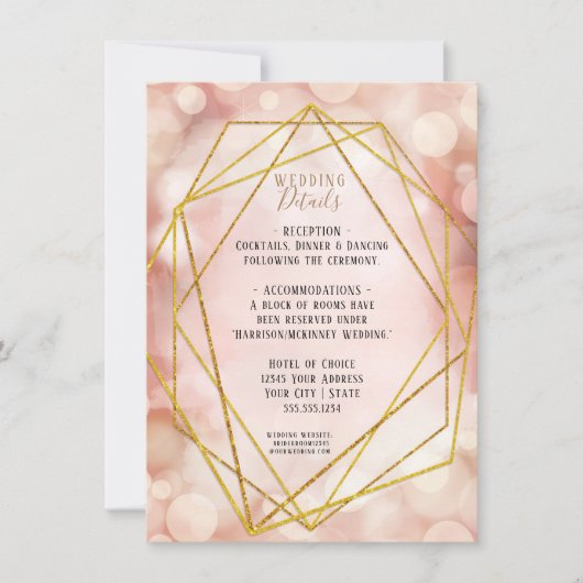 Blush Pink Gold Glitter Twinkle Licht - Gegevens Kaart (Voorkant)